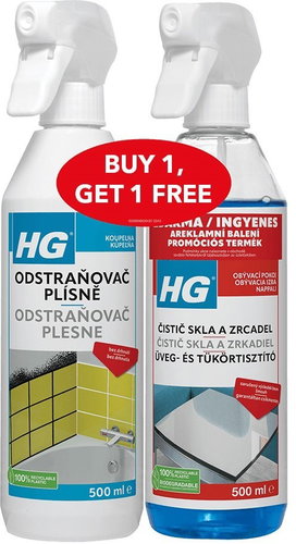 HG Penész elleni spray + üveg- és tükörtisztító spray 2× 500 ml - Tisztítókészlet - Fő fotó