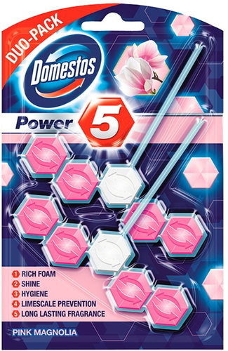 DOMESTOS Power 5 Magnolie duo pack 2 x 55g - Toilet Block - Main image