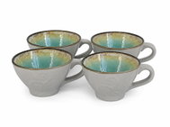 Clay 4 ks keramických hrnků River 200 ml, šedý/tyrkysový - Mug