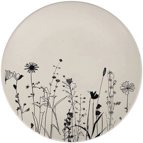 Clay Ceramic dessert plate Cream Garden 20 cm, cream / black - Plate - Main image