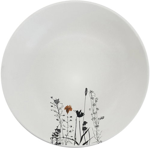Clay Ceramic deep dish Cream Garden colour 22 cm, cream / black - Plate - Main image