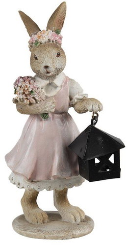 Clayre & Eef Easter decoration - Rabbit with lantern - Easter Decoration - Main image