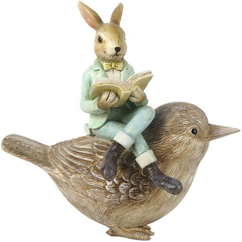 Clayre & Eef Easter decorations - Bunny reading a book - Easter Decoration - Main image