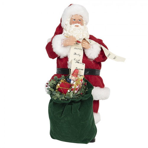 Clayre & Eef Santa with a bag of presents - Christmas Decoration - Main image