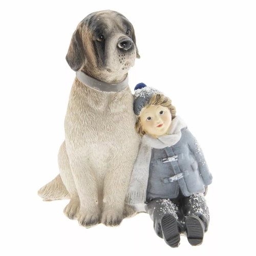 Clayre & Eef Boy with dog - Christmas Decoration - Main image