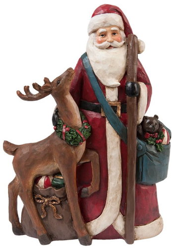 Clayre & Eef Santa with reindeer 30 × 20 cm - Christmas Decoration - Main image