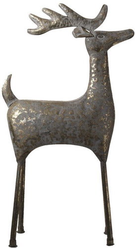 Clayre & Eef Tin small reindeer with gold patina - Christmas Decoration - Main image