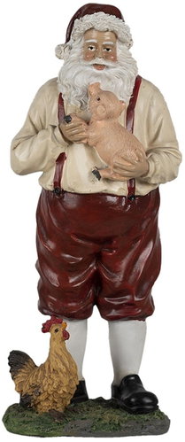 Clayre & Eef DSanta with piglet 11 × 9 × 27 cm - Christmas Decoration - Main image