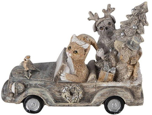 Clayre & Eef Animals in the car - Christmas Decoration - Main image