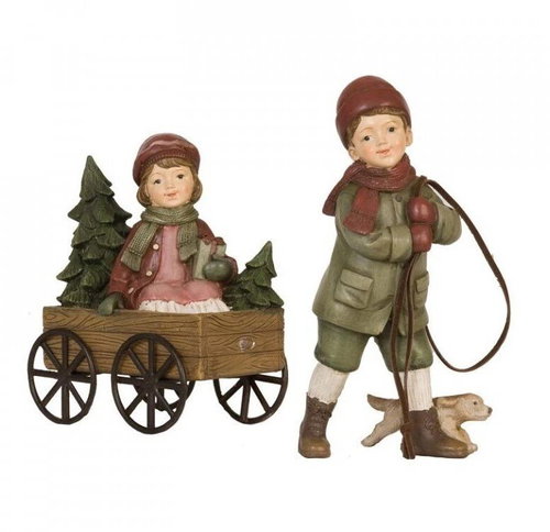 Clayre & Eef Children with trolley - Christmas Decoration - Main image