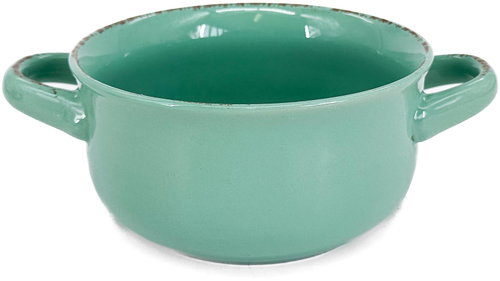 Clay Soup bowl with handles Bake, diameter 15,5 cm, light green - Small Bowl - Main image