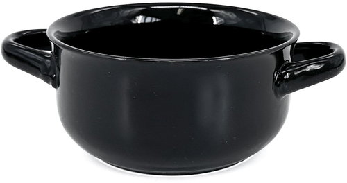 Clay Soup bowl with handles Bake, diameter 15,5 cm, black - Small Bowl - Main image