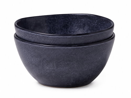 Clay Storm Set of 2 Ceramic Deep Bowls 18 × 9.5cm, Dark Blue - Bowl Set - Main image
