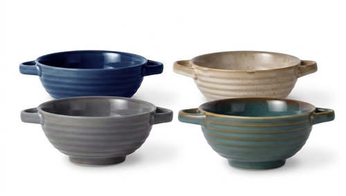 Clay Tapas 4 ks keramických misek, průměr 15,5 cm, mix barev - Bowl Set - Main image
