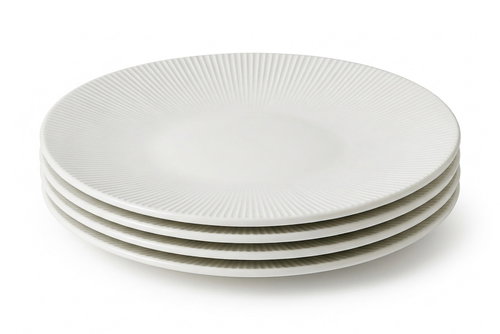 Clay Relief Set of 4 Ceramic Dessert Plates, 21cm Diameter, Cream - Set of Plates - Main image