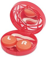 Kazetka kruh s ornamentom - červená: puzdro, pinzeta a zrkadlo - Puzdro na kontaktné šošovky