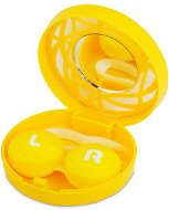 Kazetka kruh s ornamentom - žltá: puzdro, pinzeta a zrkadlo - Puzdro na kontaktné šošovky