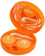 Kazetka kruh s ornamentom - oranžová: puzdro, pinzeta a zrkadlo - Puzdro na kontaktné šošovky