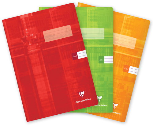 CLAIREFONTAINE Metric A4"444" lined, 40 sheets - set of 3 (red, green, orange) - Exercise Book - Main image
