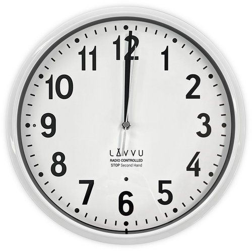 LAVVU Hodiny Accurate White řízené rádiovým signálem, stop second hand, bílé - Wall Clock - Main image