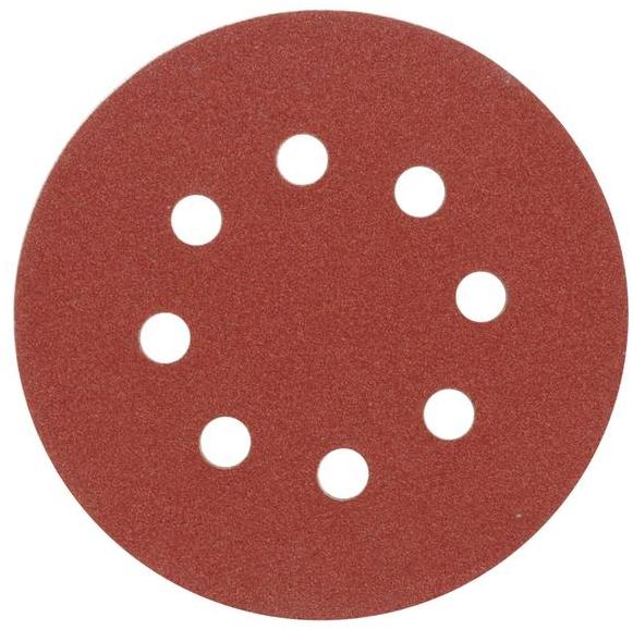 VOREL Csiszolópapír, tépőzáras, lyukakkal, 125 mm, P120, 5 db
