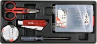 YATO Vložka do zásuvky - izol. páska, zkoušečka, nůžky, montážní nůž, sada vrtáků 1-10mm - Organizér na nářadí