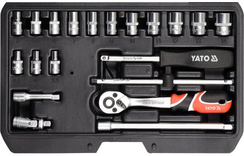 YATO 1/4" 20 pcs YT-14491 Main image YATO 1/4" 20 pcs YT-14491 - Socket Wrench Set - Main image