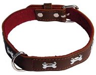 Cobbys Pet Obojek z originální kůže zdoben kostičkami hnědý 25mm - Dog Collar