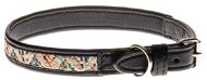 Cobbys Pet Obojek z pravé kůže černý zdobený barevnou textilií 20mm - Dog Collar