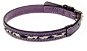 Cobbys Pet Obojek z pravé kůže fialový zdobený barevnou károvanou textilií 15mm - Dog Collar