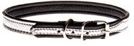 Cobbys Pet Obojek z pravé kůže s vysokým leskem stříbrný, podšitý broušenou černou kůží 15mm/50cm - Dog Collar