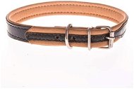 Cobbys Pet Obojek z pravé kůže s vysokým leskem tmavě hnědý, podšitý broušenou hnědou kůží 15mm - Dog Collar