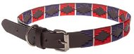 Cobbys Pet Obojek z pravé kůže zdobený červenou a modrou nití 25mm/55cm - Dog Collar