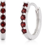 COLURE Náušnice kruhy s granátem - COL-72 (Ag 925/1000, 1,43 g) - Earrings