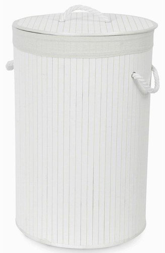 Compactor Bamboo round white 40 × 60 cm - Laundry Basket - Main image