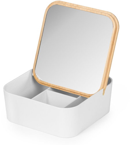 Compactor Kosmetický organizér Ecologic, přírodní bambus, zrcadlo, 16 x 16 x 6,5 cm - Organizér na kosmetiku - Main image