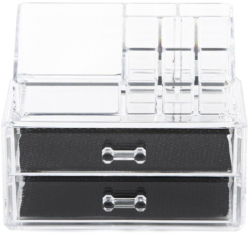 Compactor Cosmetic organiser - 2 drawers, top storage part, clear plastic - Organiser - Main image