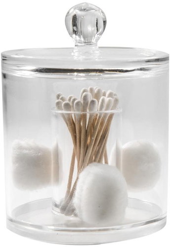Compactor Box mit Deckel für Tampons und Wattestäbchen - transparenter Kunststoff - Organizer - Hauptbild