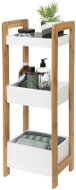 Compactor 3-dílná police do koupelny Bamboo, bílá MDF + přírodní bambus, 28 x 20 x 74 cm - Polička do koupelny