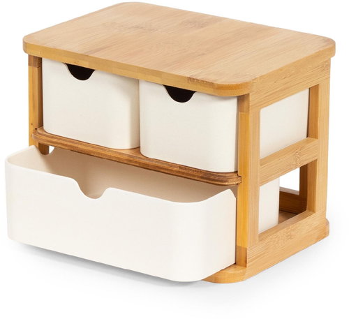 Compactor Kosmetický organizér Ecologic, přírodní bambus, 3 x zásuvka, 15 x 20 x 15 cm - Organizér - Main image