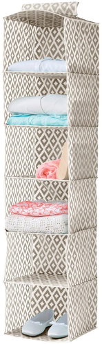 Compactor Hanging clothes organizer Daman 30 x 30 x 128 cm - 6 shelves, beige - white - Hanging closet organiser - Main image