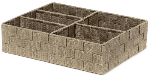 Compactor TEX 5-piece laundry and accessories organiser, 32 x 25 x 8 cm, Taupe (grey-beige) - Drawer Organiser - Main image