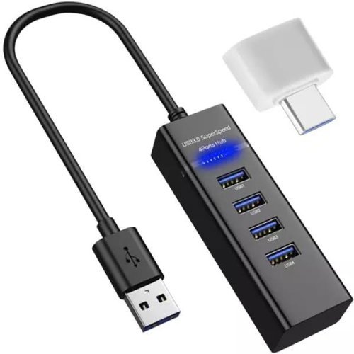 ISO USB Adapter 4 port - USB hub black - USB Hub - Main image