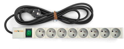 CONTEG DP-RP-08-UTES - 19" Stromversorgungspanel 1U, 8× UTE, weiß - Steckdosenleiste - Hauptbild