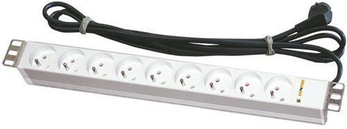 CONTEG DP-RP-09-UTE - 19" Stromversorgungspanel 1U, 9× UTE, weiß - Steckdosenleiste - Hauptbild