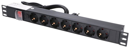 EXTRALINK Napájecí lišta 19" 1U, 7 zásuvek EU, 2 m - Surge Protection Socket Strip - Main image
