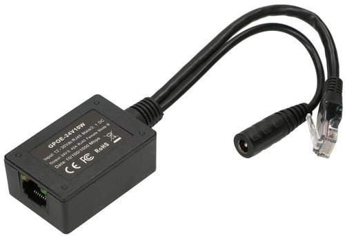 EXTRALINK Měnič PoE 1× 1000Mb/s RJ45/Jack 10-24V vstup, 24V výstup 1 port - PoE Injector - Main image