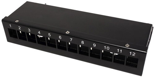 ROLINE Patchpanel for keystone modules shielded - 12 ports, black - Patch Panel - Main image