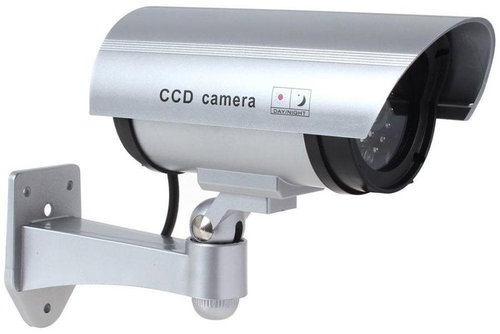 Verk Security camera dummy with LED light silver - Decoy Camera - Main image