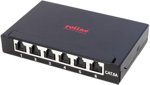ROLINE Patchpanel mini, kat. 6a STP, 0,5U, 6 portů, černý - Patch panel - Hlavní obrázek